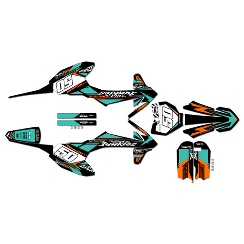 ktm 50sx graphics kit 2020-2023 rugged series teal
