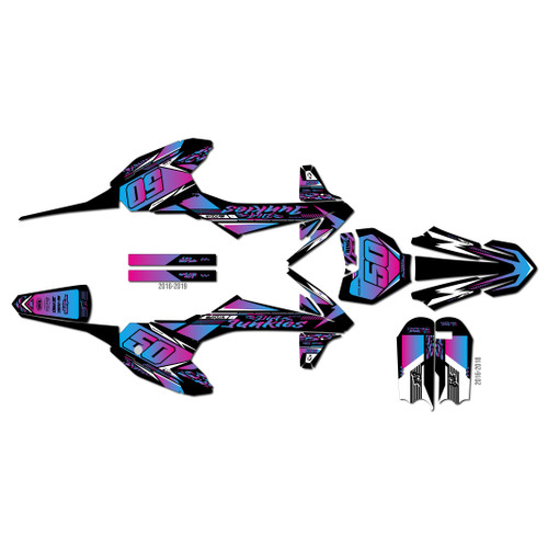 ktm 50sx graphics kit 2020-2023 rugged series magenta-shift