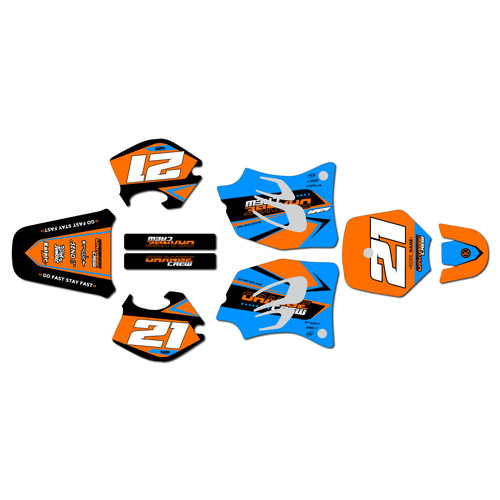 ktm 65sx graphics kit 1998-2001 orange-crew series cyan