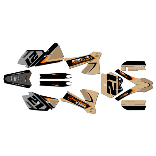 ktm 85sx graphics kit 2003-2005 orange-crew series tan