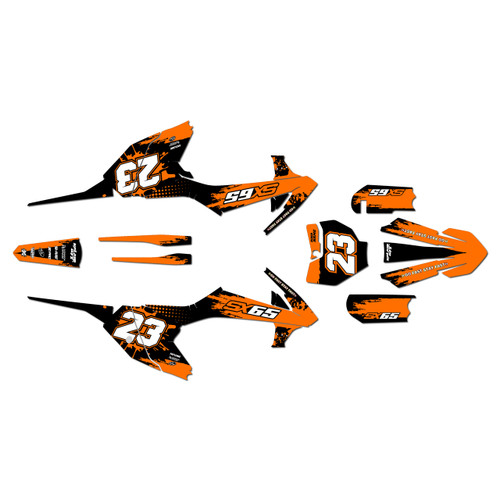 ktm 65sx graphics kit 2016-2023 splash series orange
