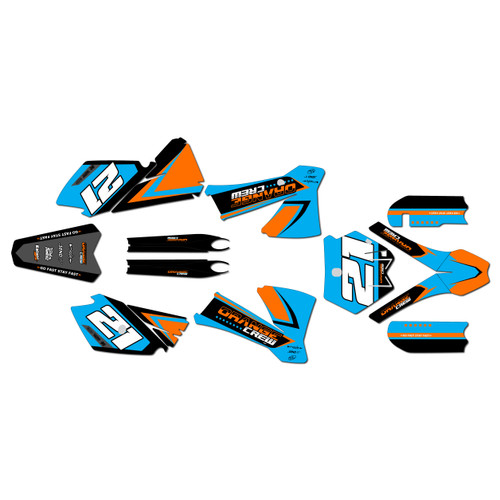 ktm 105sx graphics kit 2003-2005 orange-crew series cyan