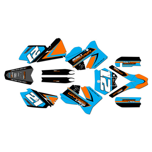 ktm 105sx graphics kit 2006-2012 orange-crew series cyan
