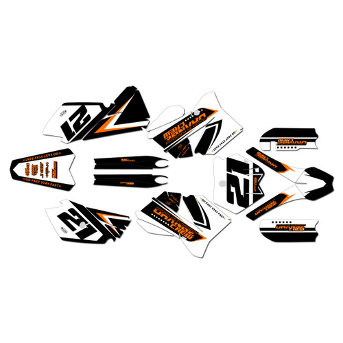 ktm 105sx graphics kit 2006-2012 orange-crew series white