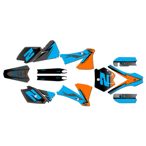 ktm 105sx graphics kit 2003-2005 razor series cyan