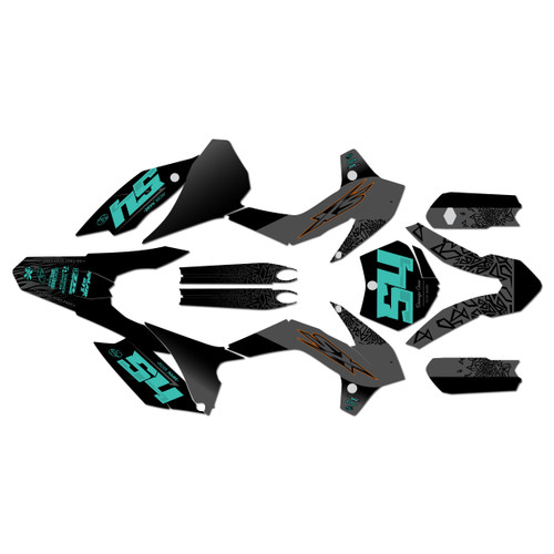 ktm 105sx graphics kit 2015-2017 fatality series teal-shift
