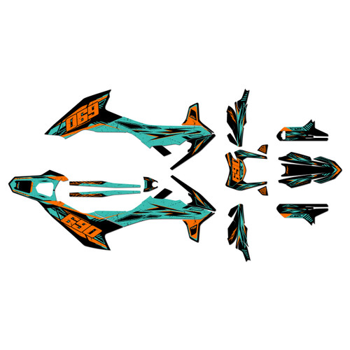 ktm 690smcr graphics kit 2019-2024 guard series teal