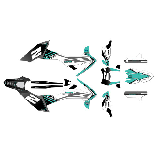 ktm 690smcr graphics kit 2019-2024 razor series teal