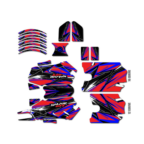 stacyc 12ebrushed graphics kit all years shred series red-blue