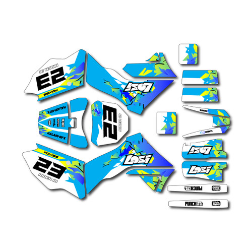 losi promoto graphics kit all years throwback series cyan