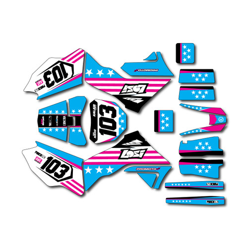 losi promoto graphics kit all years usa series magenta