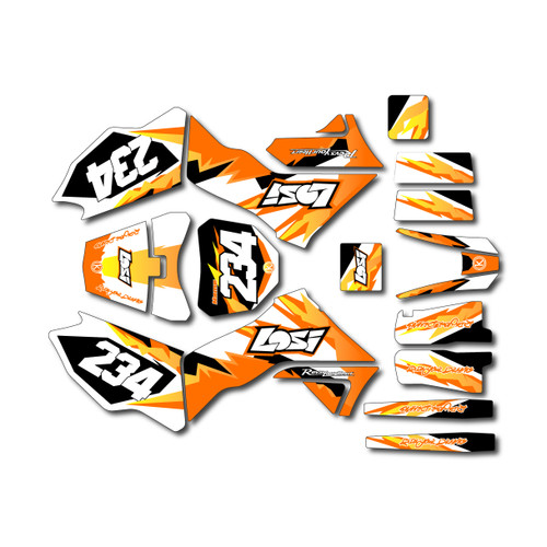 losi promoto graphics kit all years vintage series orange