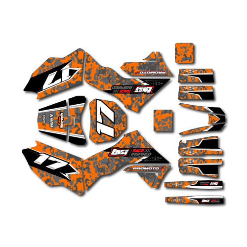 losi promoto graphics kit all years warfare series orange