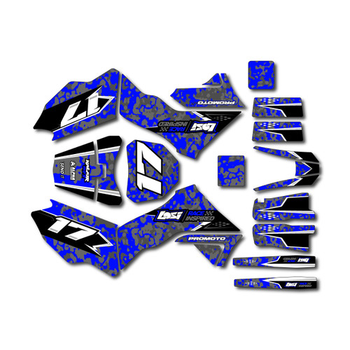losi promoto graphics kit all years warfare series blue