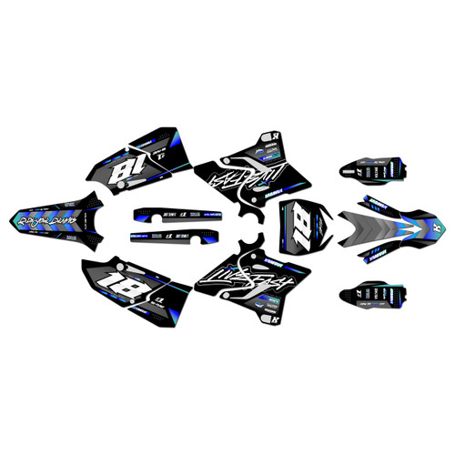 yamaha yz250x graphics kit 2016-2022 rebel series blue