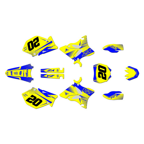 yamaha yz125 graphics kit 2006-2007 spear series blue-yellow