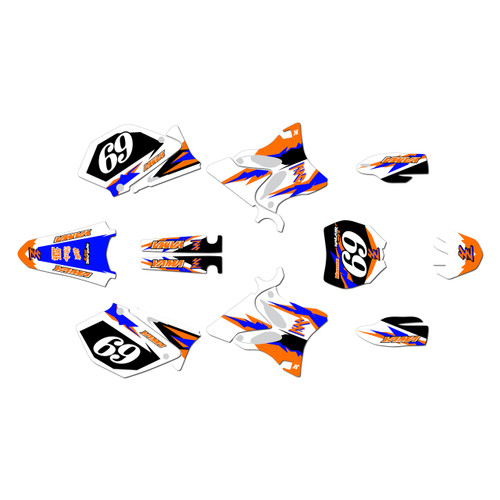 yamaha yz125 graphics kit 2005 vintage series orange