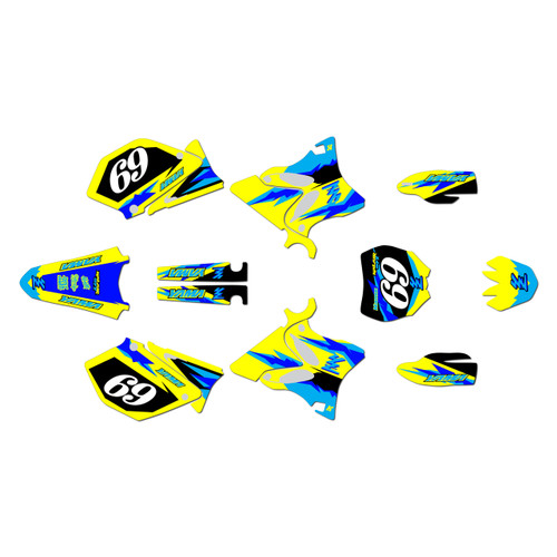 yamaha yz125 graphics kit 2006-2007 vintage series yellow