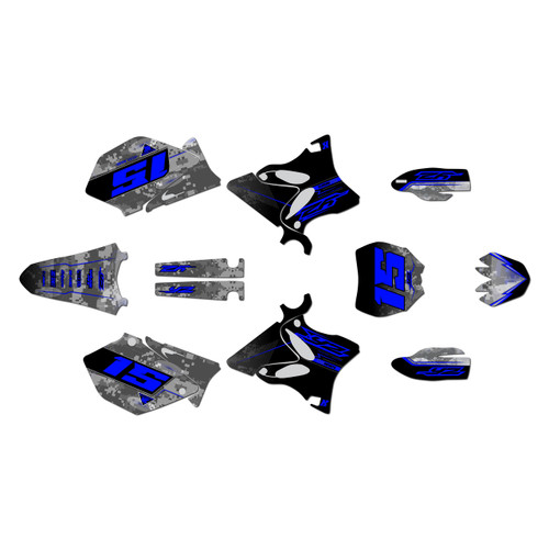 yamaha yz250 graphics kit 2006-2007 cyberware series blue-shift