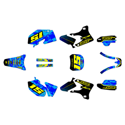 yamaha yz250f graphics kit 2003-2005 cyberware series blue-shift
