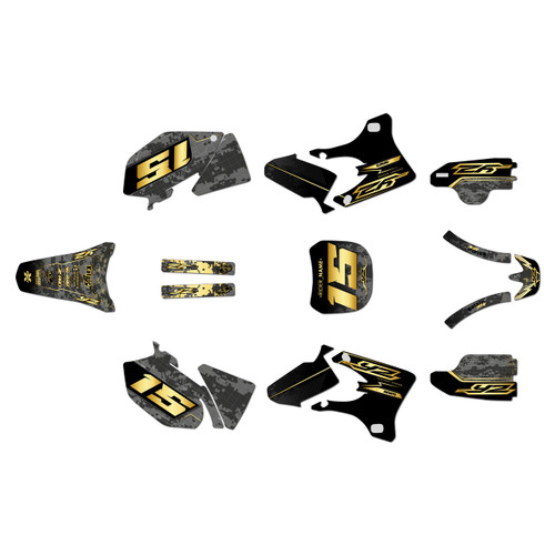 yamaha yz250f graphics kit 2003-2005 cyberware series gold