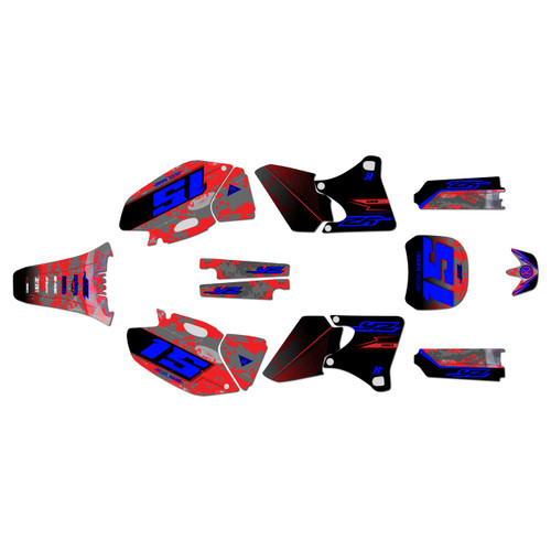 yamaha yz250f graphics kit 1998-2002 cyberware series red
