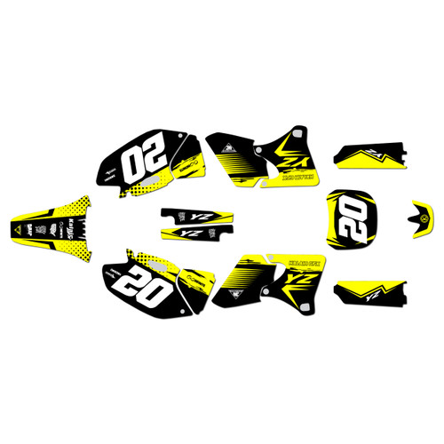 yamaha yz250f graphics kit 1998-2002 spear series yellow