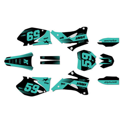 yamaha yz250f graphics kit 2006-2007 swift series teal
