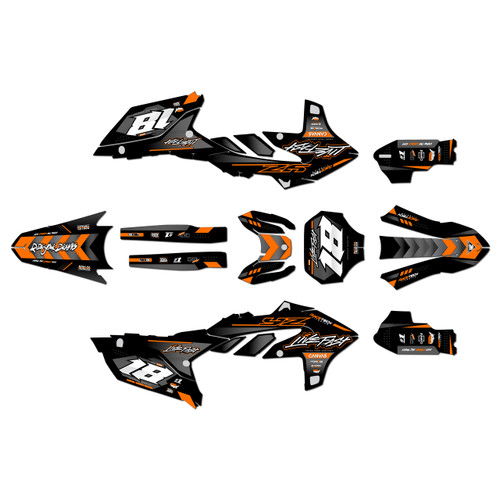 yamaha yz250f graphics kit 2024-2026 rebel series orange