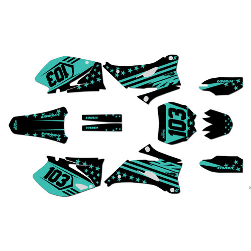 yamaha yz250f graphics kit 2008-2009 usa series teal