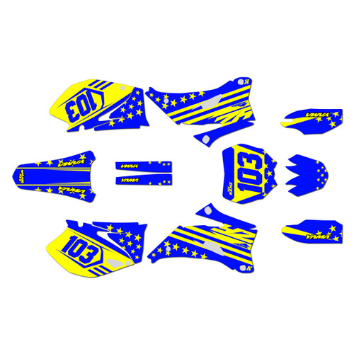 yamaha yz250f graphics kit 2006-2007 usa series yellow