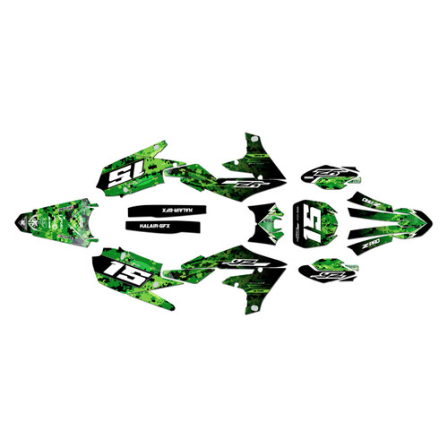 yamaha yz250f graphics kit 2019-2023 cyberware series green