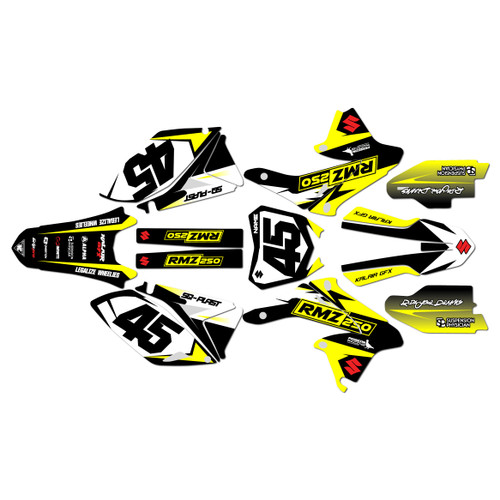 suzuki rmz250 graphics kit 2014-2016 division series yellow