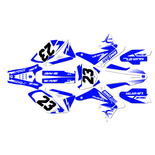 suzuki rmz250 graphics kit 2014-2016 evader series blue