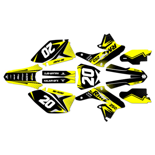 suzuki rmz250 graphics kit 2014-2016 spear series yellow