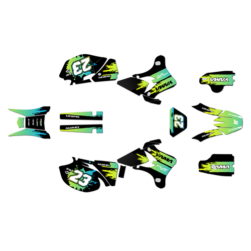 yamaha wr250f graphics kit 2005-2006 splash series lime