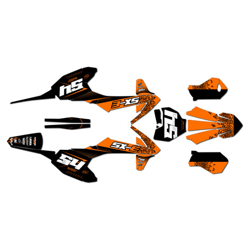 ktm sxe5 graphics kit 2020-2024 fatality series orange