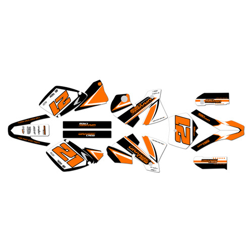 KTM KTM 125SX, 200SX, 250SX & 380SX graphics kit 2001-2002 orange-crew series white