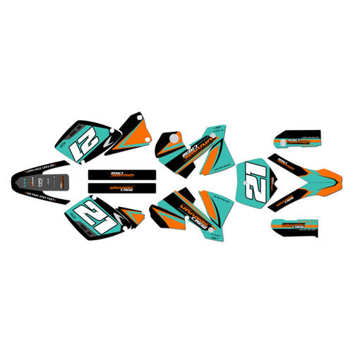 ktm 200sx graphics kit 2001-2002 orange-crew series teal