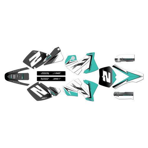 ktm 200sx graphics kit 2001-2002 razor series teal