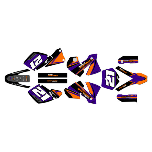 ktm 380sx graphics kit 2001-2002 orange-crew series purple