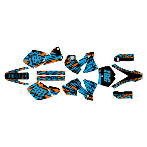 KTM KTM 125SX, 200SX, 250SX & 380SX graphics kit 2001-2002 twitch series cyan