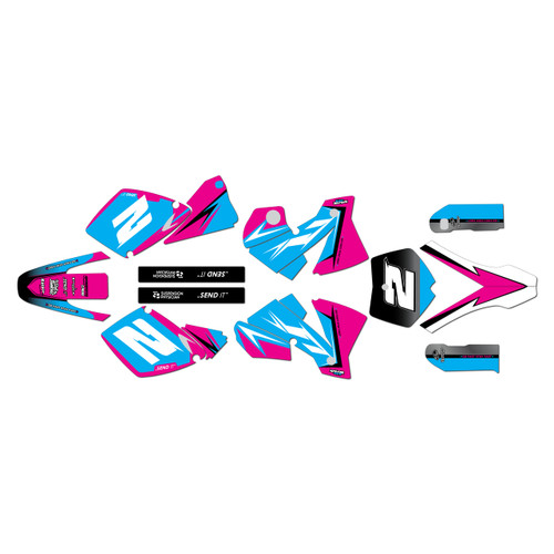ktm 380sx graphics kit 2001-2002 razor series magenta