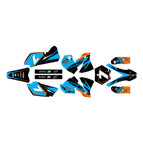 KTM 125SX, 200SX & 250SX graphics kit 2003-2004 bolt series cyan
