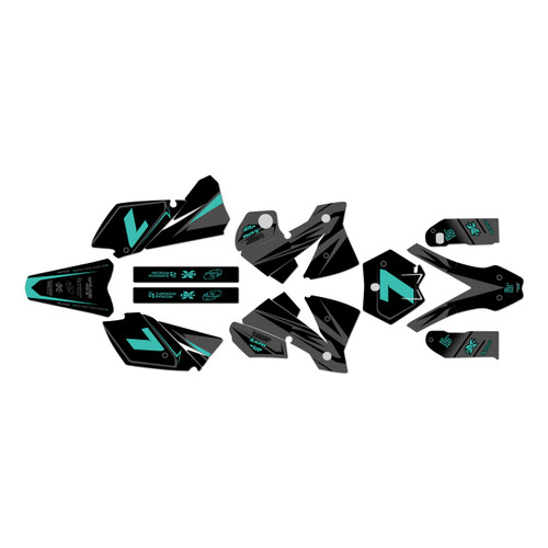 ktm 125sx graphics kit 2003-2004 bolt series teal-shift