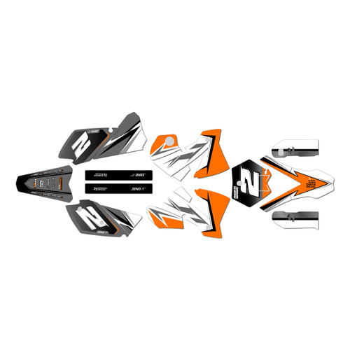 KTM 125SX, 200SX & 250SX graphics kit 2003-2004 razor series orange
