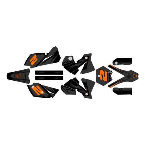 KTM 125SX, 200SX & 250SX graphics kit 2003-2004 razor series orange-shift