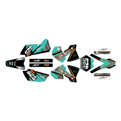 KTM 125SX, 200SX & 250SX graphics kit 2003-2004 screech series teal