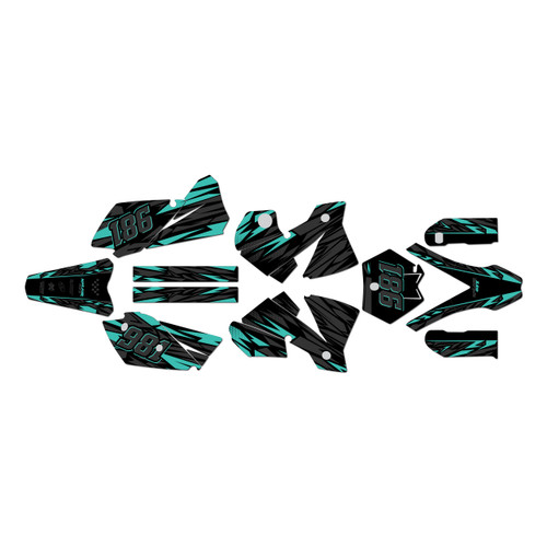KTM 125SX, 200SX & 250SX graphics kit 2003-2004 twitch series teal