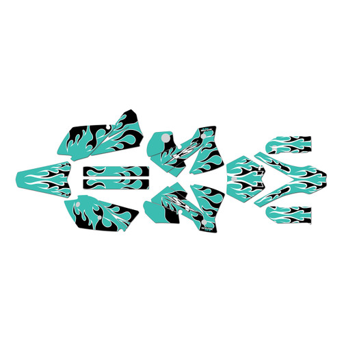 KTM 125EXC 200EXC 250EXC 300EXC graphics kit 2004 flame series teal